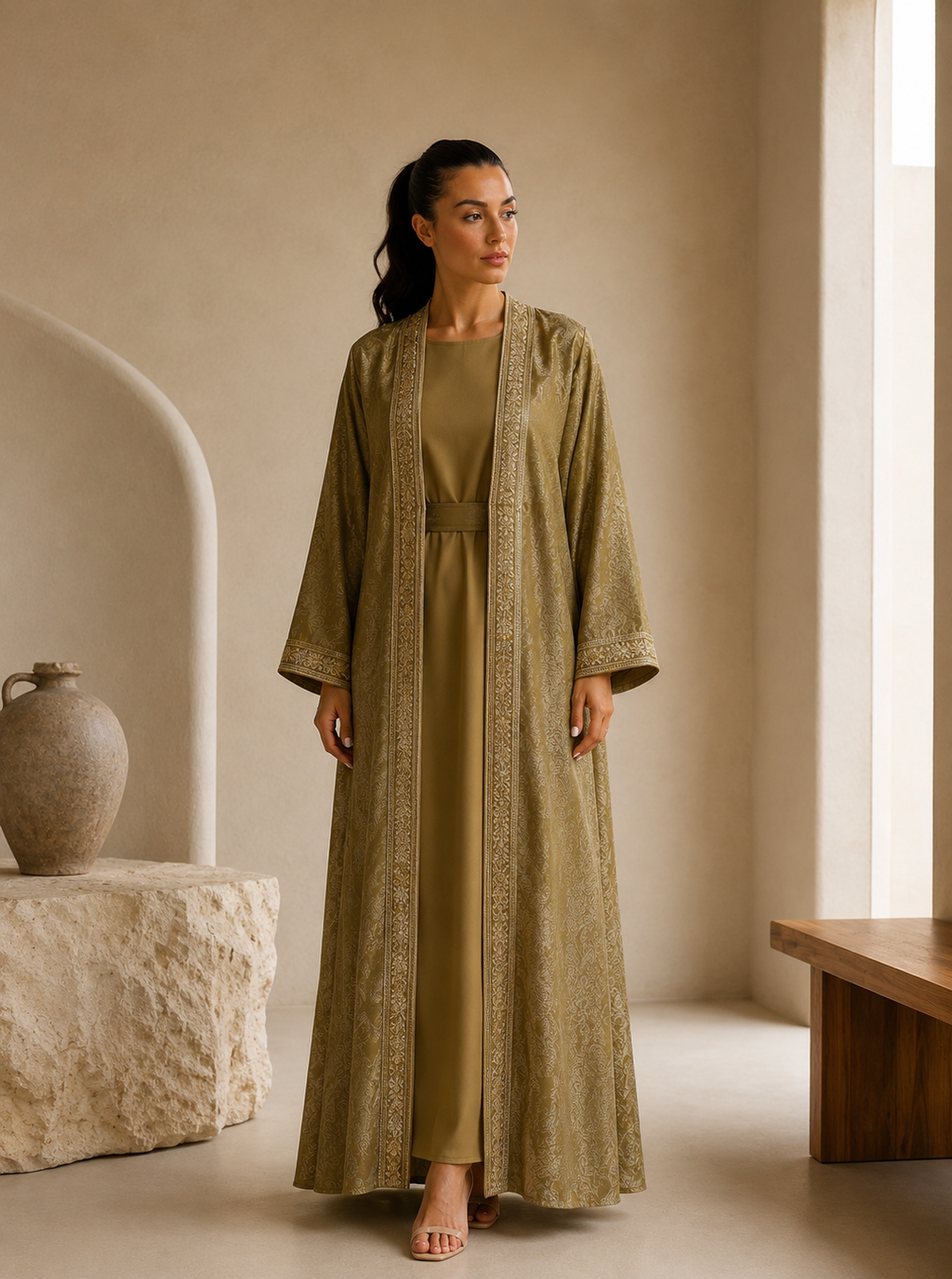 Nadia Kimono jacquard olive