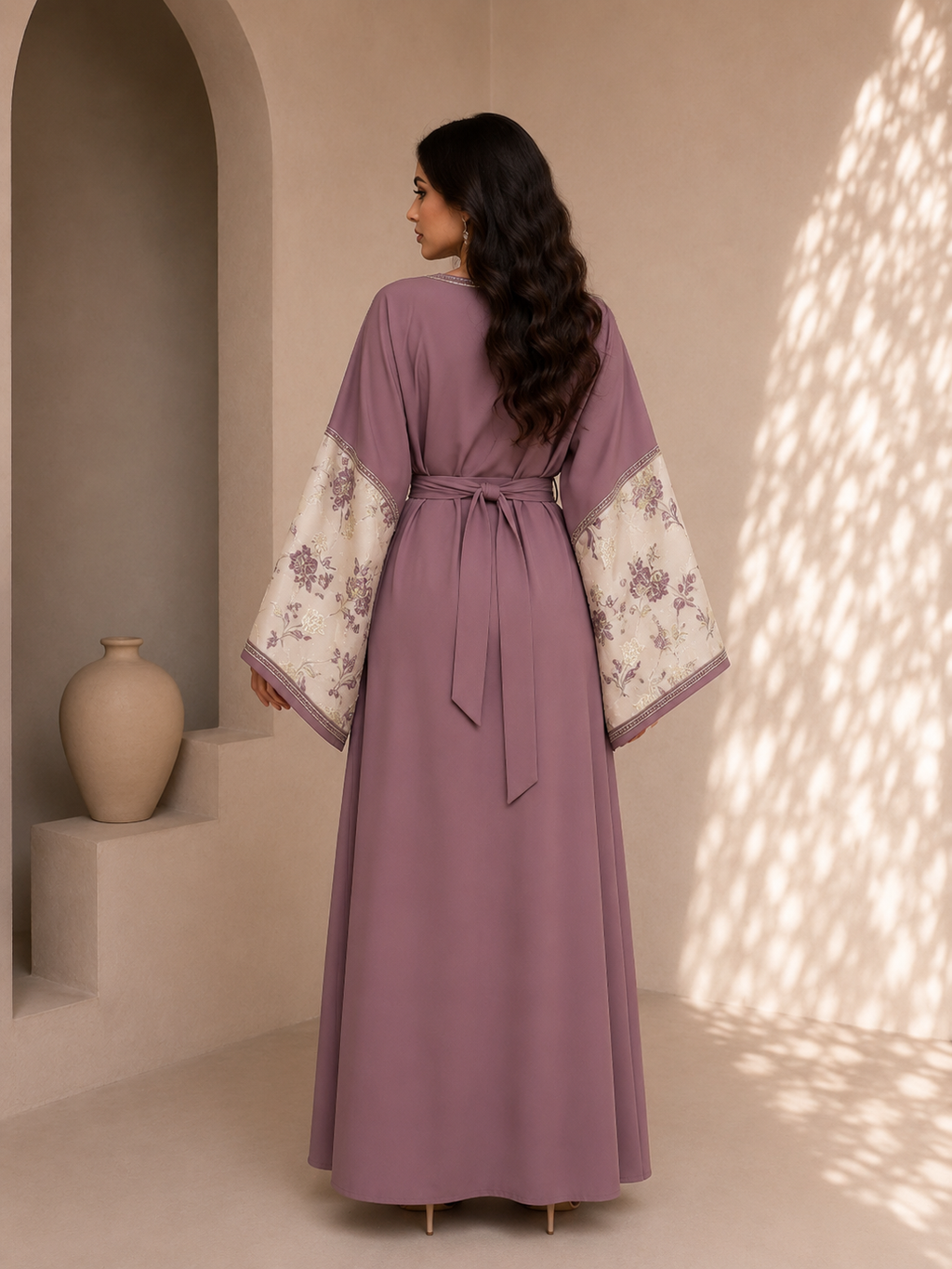 Hasna-Kimono Mauve Élégance Florale