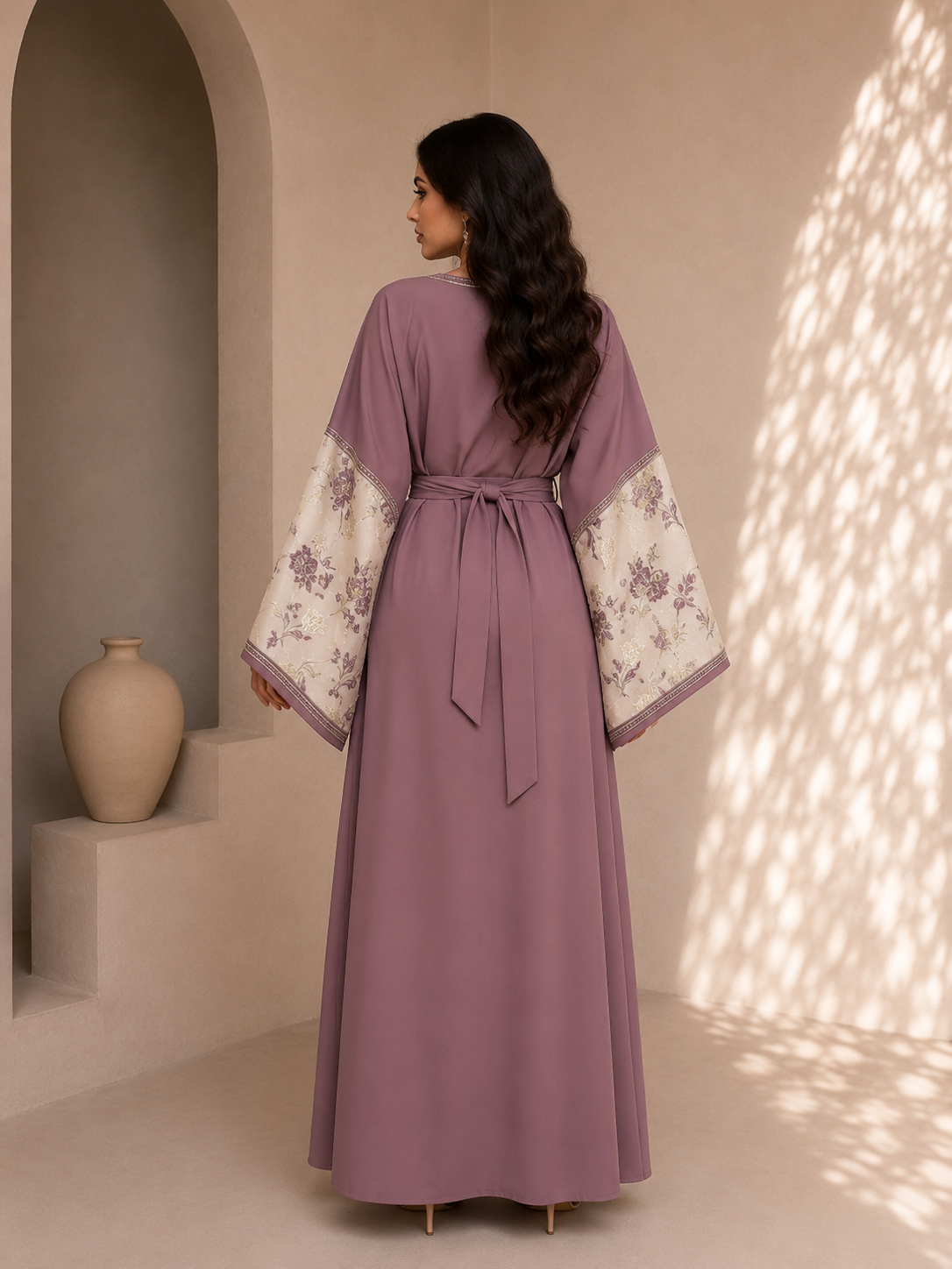 Hasna-Kimono Mauve Élégance Florale