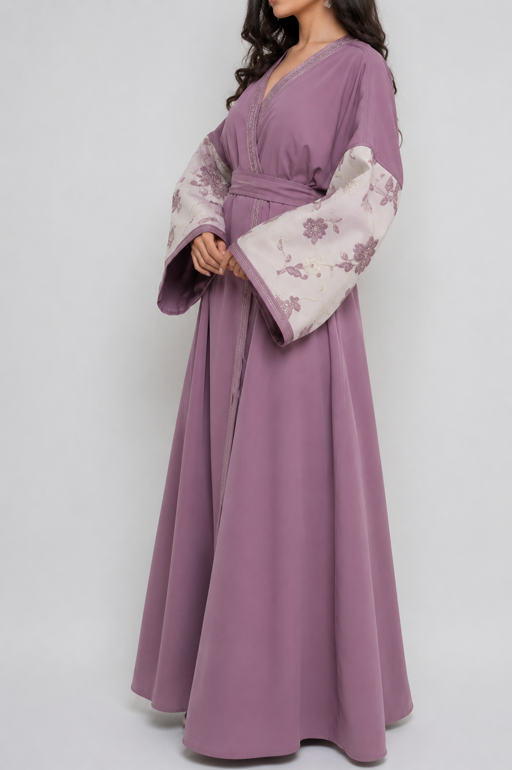 Hasna-Kimono Mauve Élégance Florale