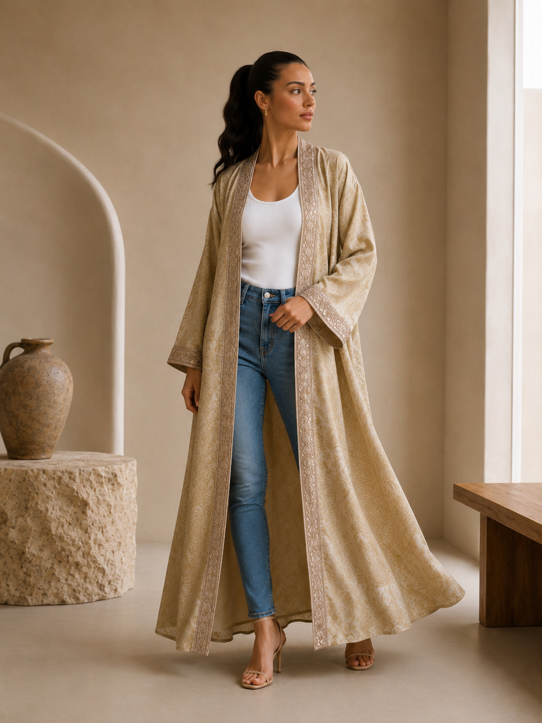 Nadia Kimono jacquard olive