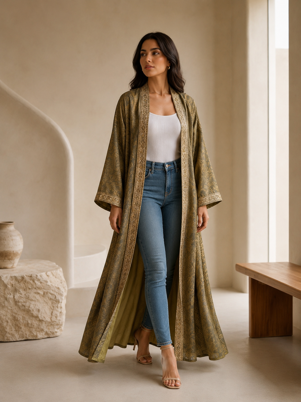 Nadia Kimono jacquard olive